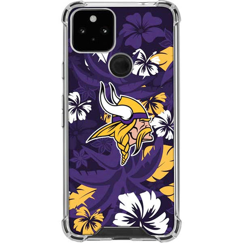 NFL Minnesota Vikings Tropical Print Google Pixel 5 Clear Case